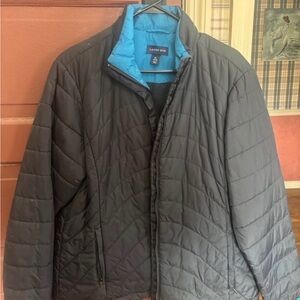Lands' End Black and Blue Puffer Jacket